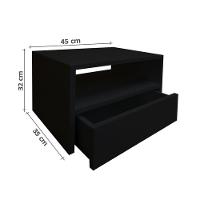 Mesa De Cabeceira Nicho Com Gaveteiro Suspenso De Parede Preto Laca - 7