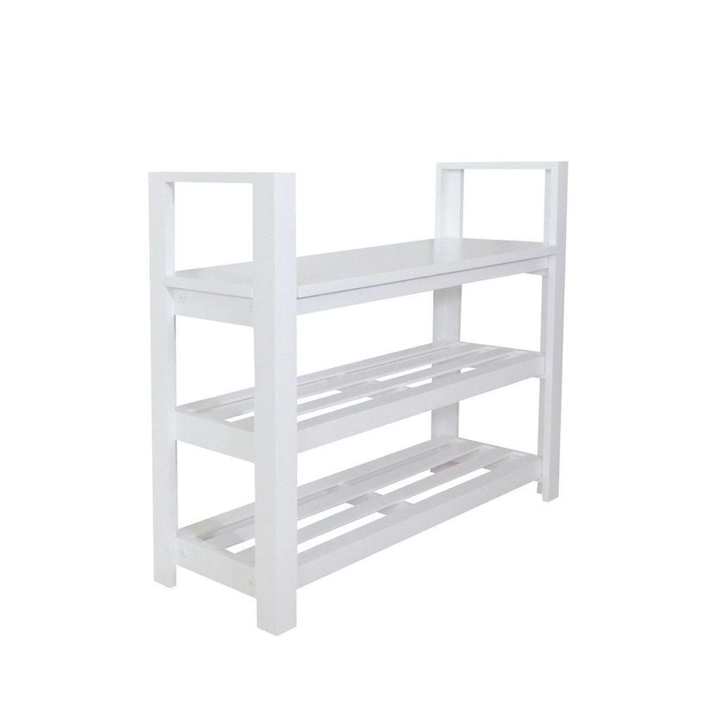 Sapateira Banco Com Braço De Piso Para Closets E Quartos 8 Pares Sapatos Branco Laca - 4