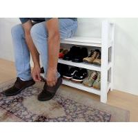 Sapateira Banco Com Braço De Piso Para Closets E Quartos 8 Pares Sapatos Branco Laca - 3