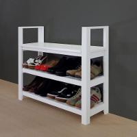 Sapateira Banco Com Braço De Piso Para Closets E Quartos 8 Pares Sapatos Branco Laca - 6