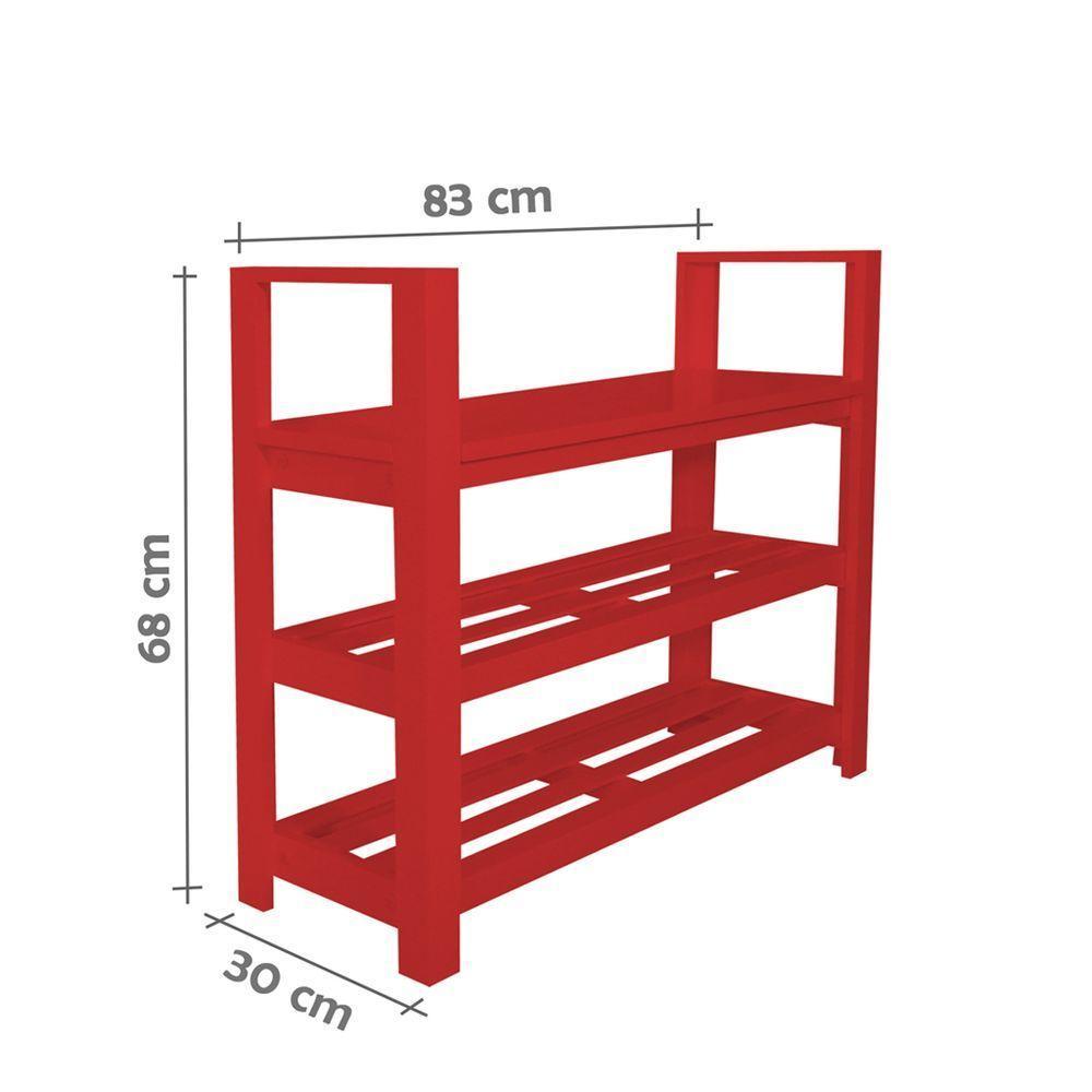 Sapateira Banco Com Braço De Piso Para Closets E Quartos 8 Pares Sapatos Vermelho Laca - 5