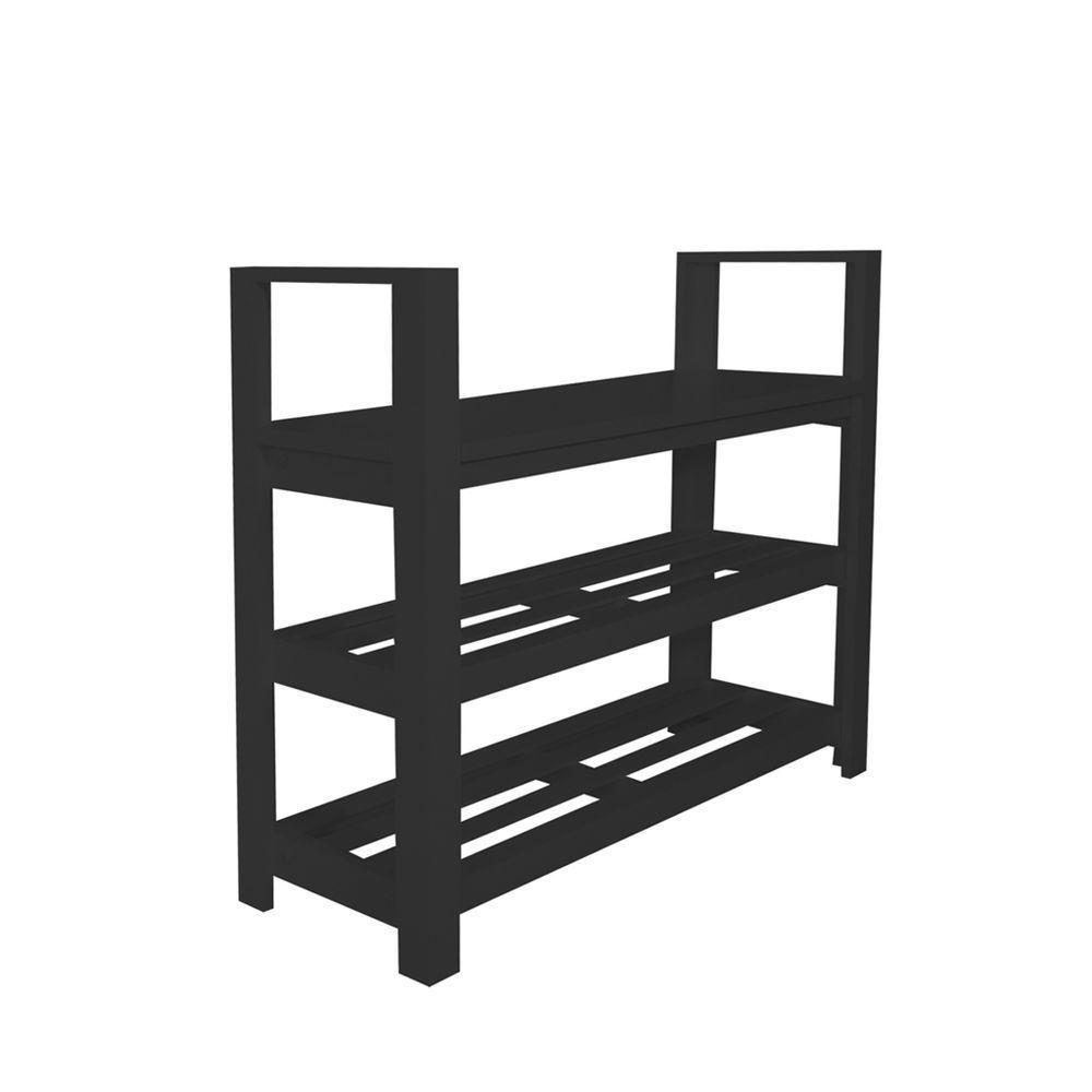 Sapateira Banco Com Braço De Piso Para Closets E Quartos 8 Pares Sapatos Preto Laca - 4