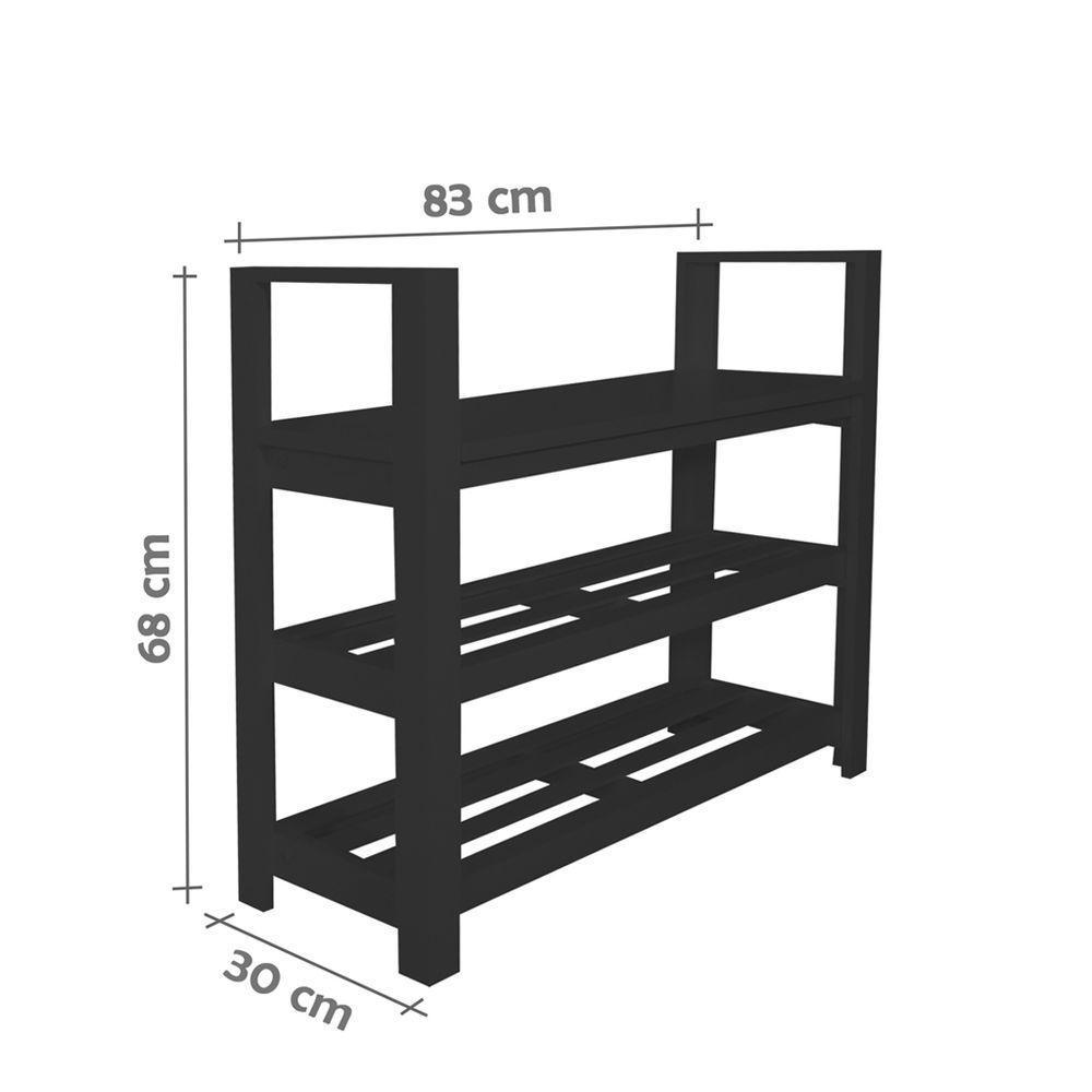 Sapateira Banco Com Braço De Piso Para Closets E Quartos 8 Pares Sapatos Preto Laca - 5