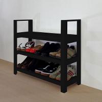 Sapateira Banco Com Braço De Piso Para Closets E Quartos 8 Pares Sapatos Preto Laca - 6