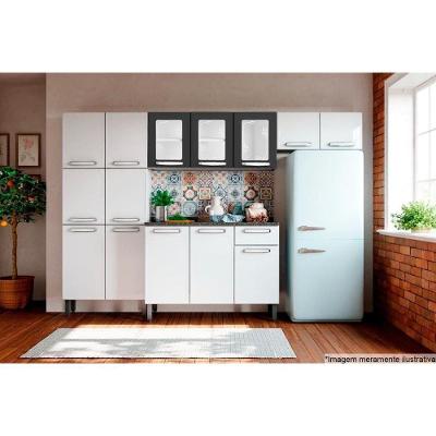 Kit de Cozinha Completa Evidence C4P50 14 Portas 1 Gaveta Aço 120cm Branco e Preto