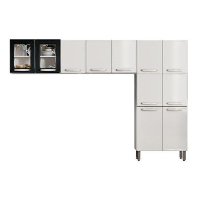 Kit de Cozinha Completa Evidence 11 Portas Aço Branco e Preto