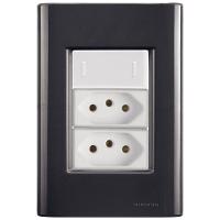 Cj Interruptor E Duas Tomadas 10a E 20a Giz Grafite Tramontina Completo Pronto Tramontina - 1