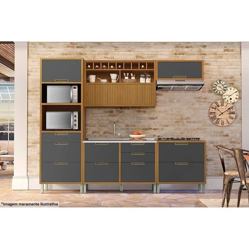 Paneleiro de Cozinha Imperatriz c/ 1 Porta e 3 Gavetas (2 Fornos) 70cm Freijo/Off White - Nesher - 3