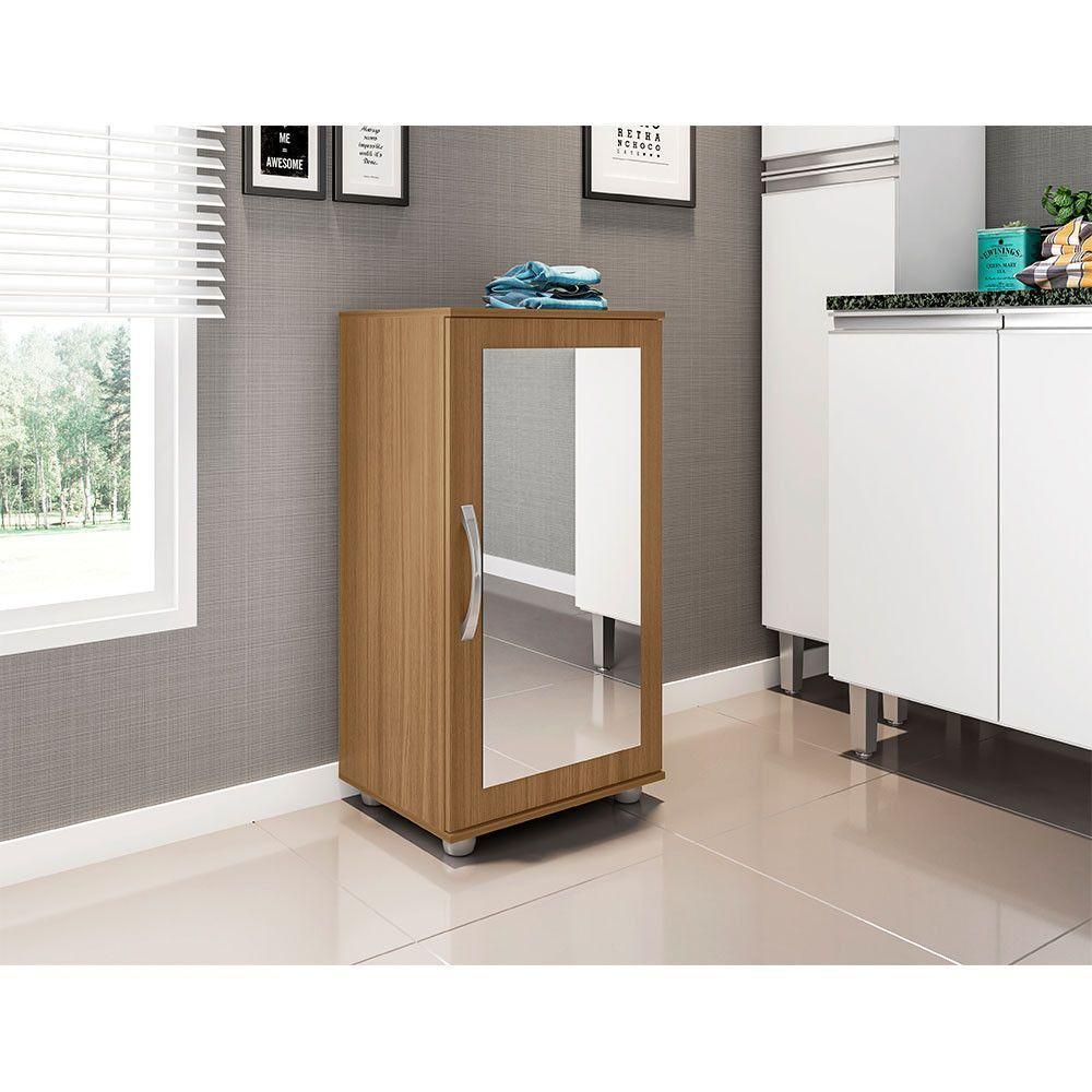 Sapateira Flávia Com Espelho 1 Porta E 4 Prateleiras Poliman Móveis Carvalho - 3