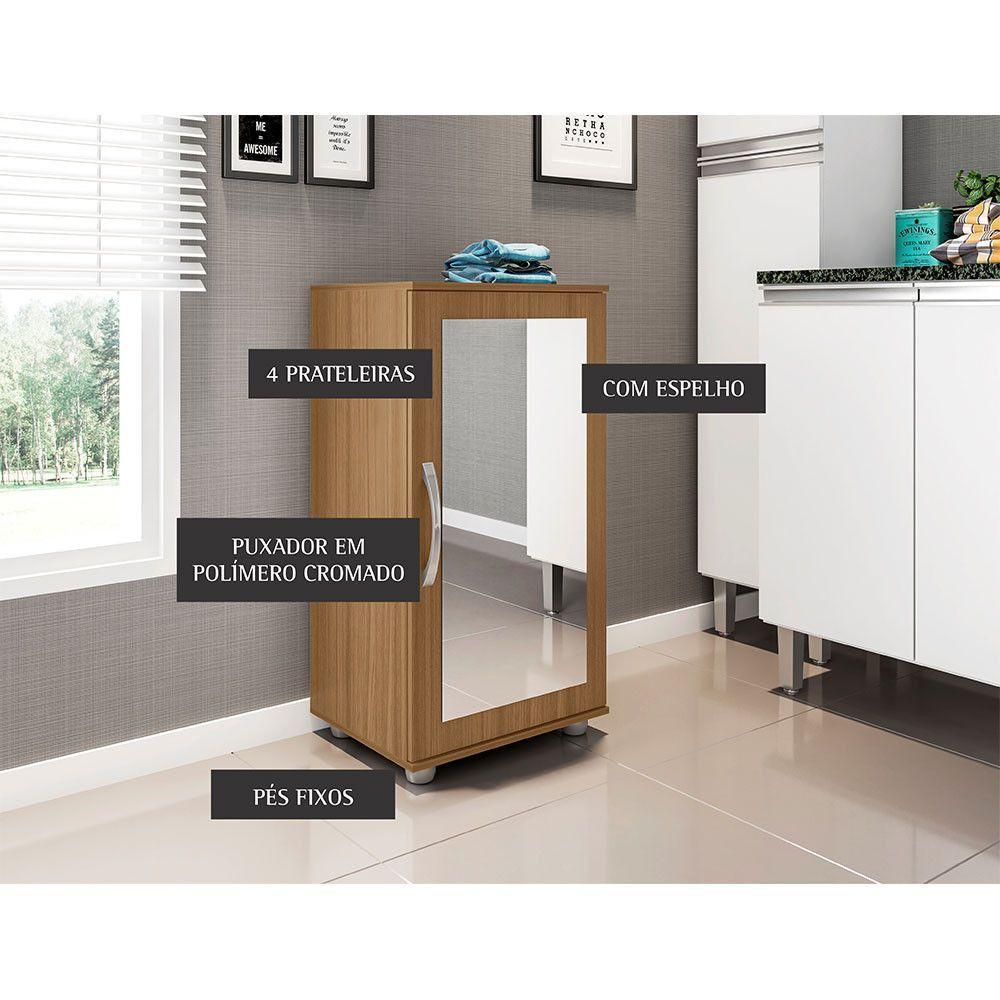 Sapateira Flávia Com Espelho 1 Porta E 4 Prateleiras Poliman Móveis Carvalho - 7
