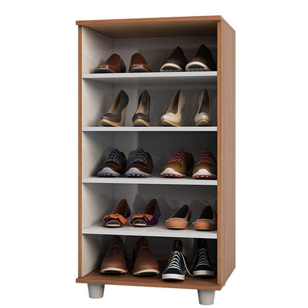 Sapateira Flávia Com Espelho 1 Porta E 4 Prateleiras Poliman Móveis Carvalho - 8