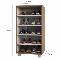 Sapateira Flávia Com Espelho 1 Porta E 4 Prateleiras Poliman Móveis Carvalho - 5