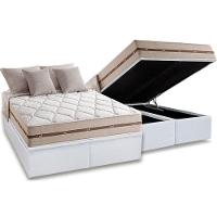 Cama Box Baú Queen: Colchão Molas Anjos Masterpocket Ensacadas Classic + Base White(158X198) - 1