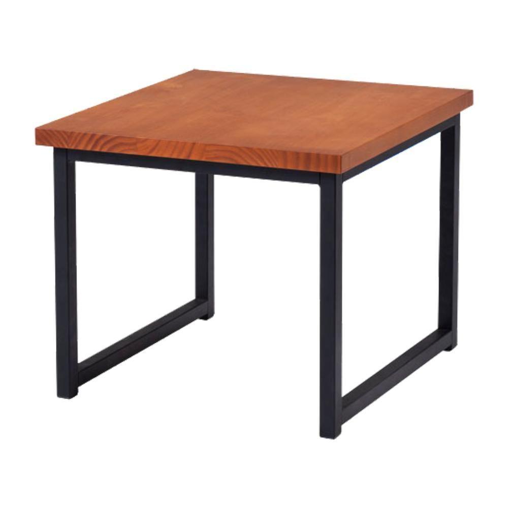 Mesa De Centro Ou Lateral Aço Preto F14 Madeira Taeda Mell Dmobiliario Mell - 1