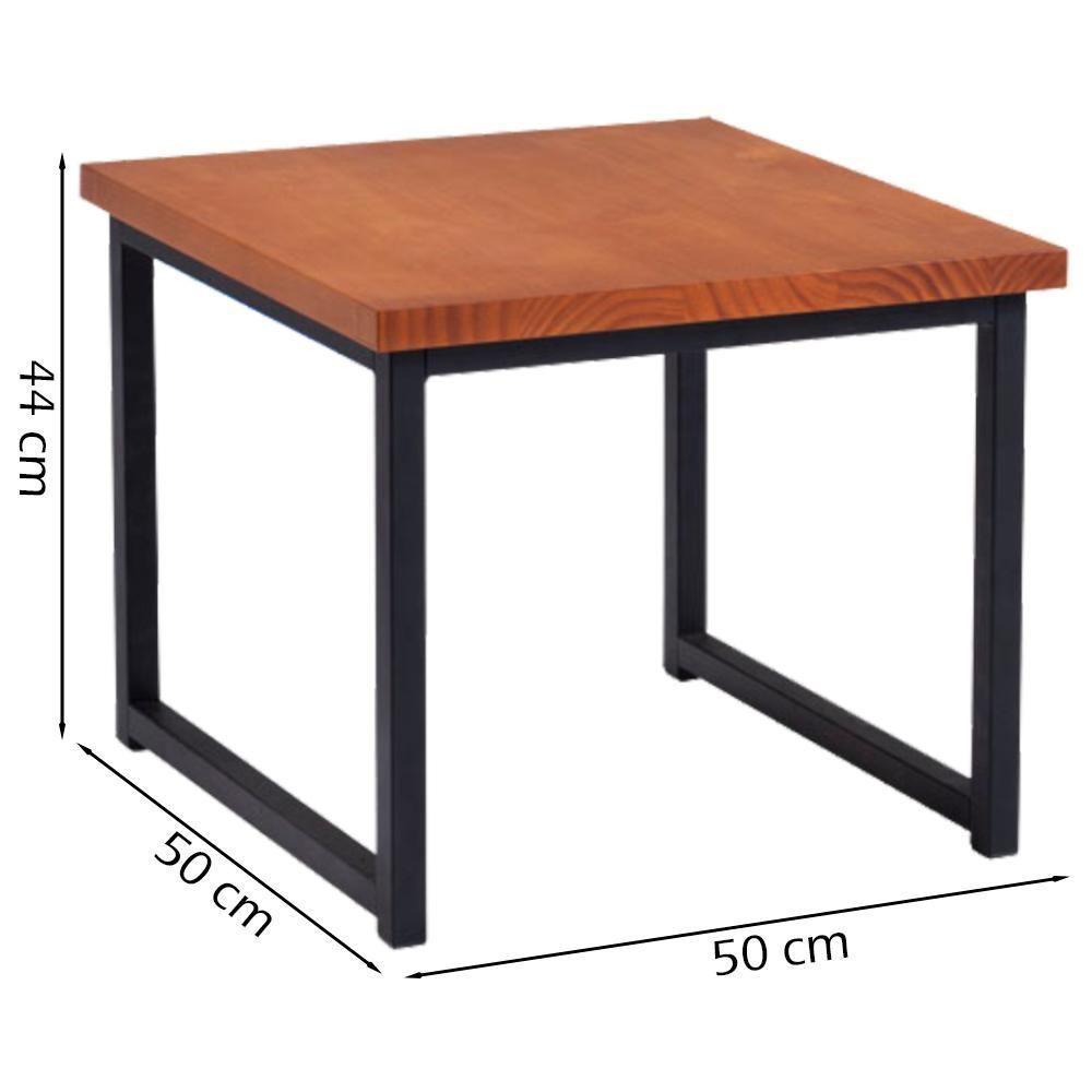 Mesa De Centro Ou Lateral Aço Preto F14 Madeira Taeda Mell Dmobiliario Mell - 2