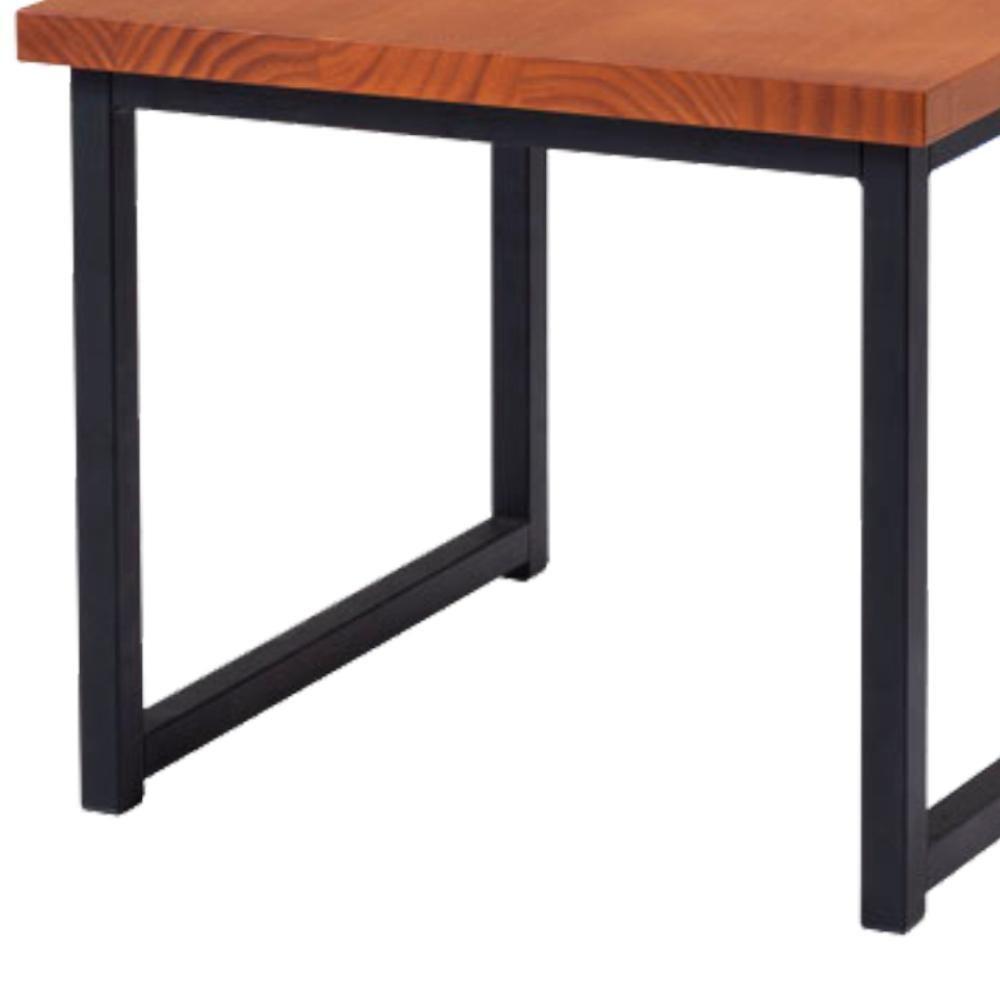 Mesa De Centro Ou Lateral Aço Preto F14 Madeira Taeda Mell Dmobiliario Mell - 4