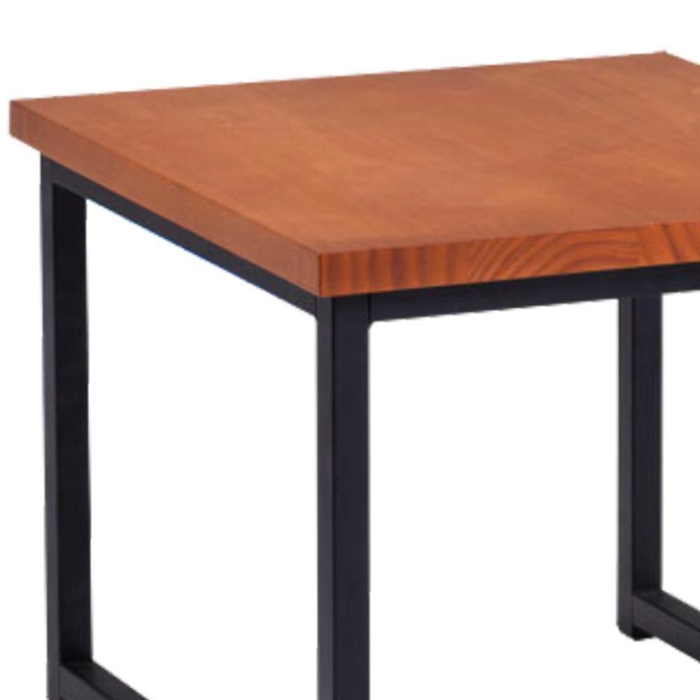 Mesa De Centro Ou Lateral Aço Preto F14 Madeira Taeda Mell Dmobiliario Mell - 5