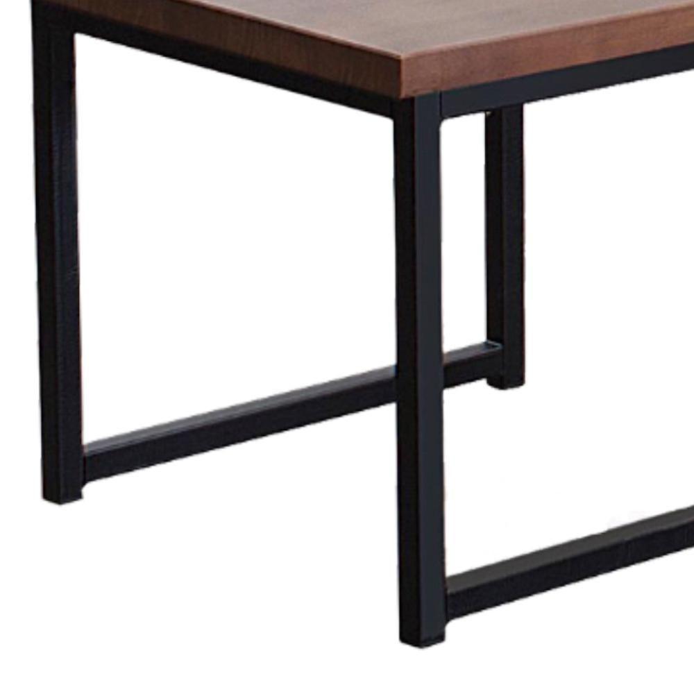 Mesa De Centro Ou Lateral Aço Preto F14 Madeira Taeda Castanho Dmobiliario Castanho - 3