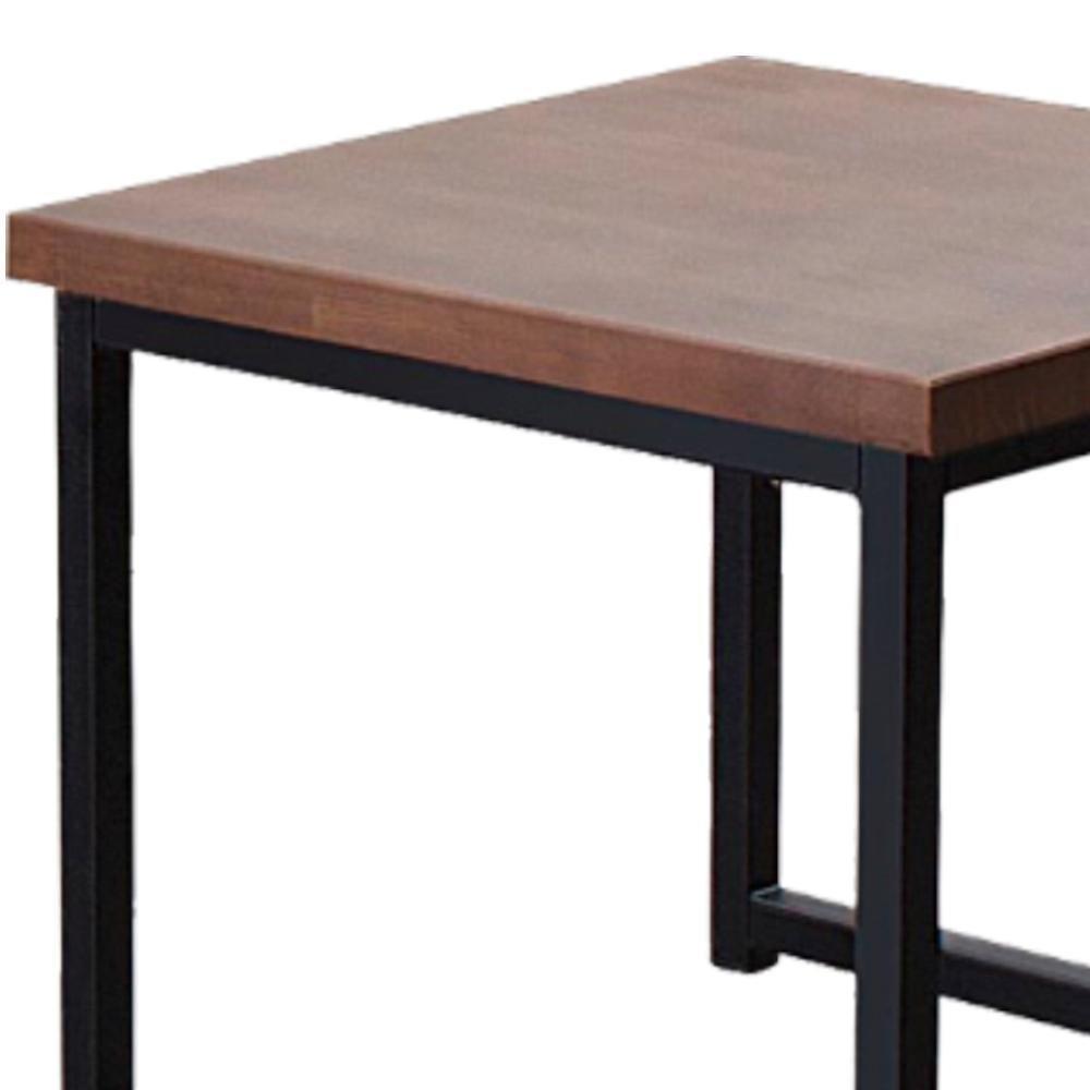Mesa De Centro Ou Lateral Aço Preto F14 Madeira Taeda Castanho Dmobiliario Castanho - 4
