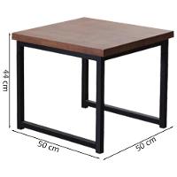 Mesa De Centro Ou Lateral Aço Preto F14 Madeira Taeda Castanho Dmobiliario Castanho - 2