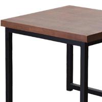 Mesa De Centro Ou Lateral Aço Preto F14 Madeira Taeda Castanho Dmobiliario Castanho