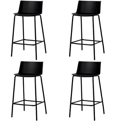 Kit 4 Banquetas Ipanema Média Fratini 86,50 Cm (altura) Em Poliuretano (pu) Base Em Aço Preto