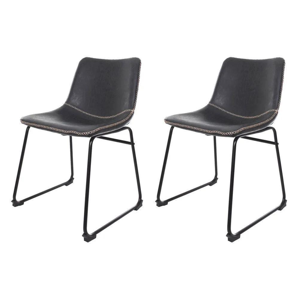 Kit 2 Cadeiras c/Encosto c/Alto p/Mesa De Jantar Preto - 1