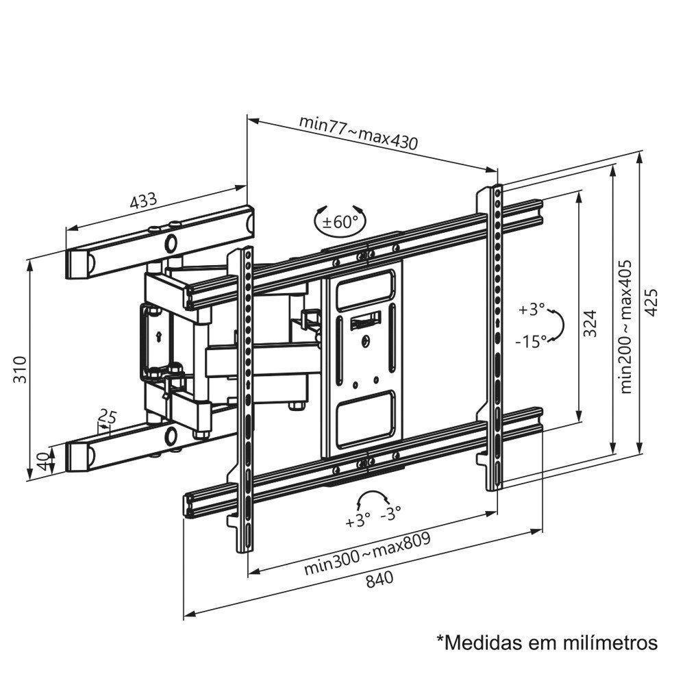 Suporte Tv Articulado Telas Gigantes 50 A 90 A02v8n Elg - 3