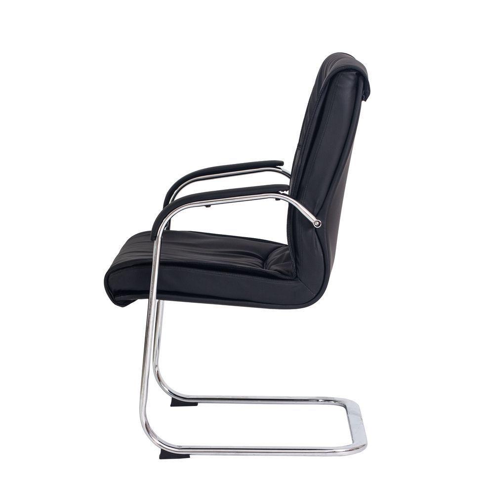 Cadeira Escritório Interlocutor Big Fixa Preta Base Cromada - 3