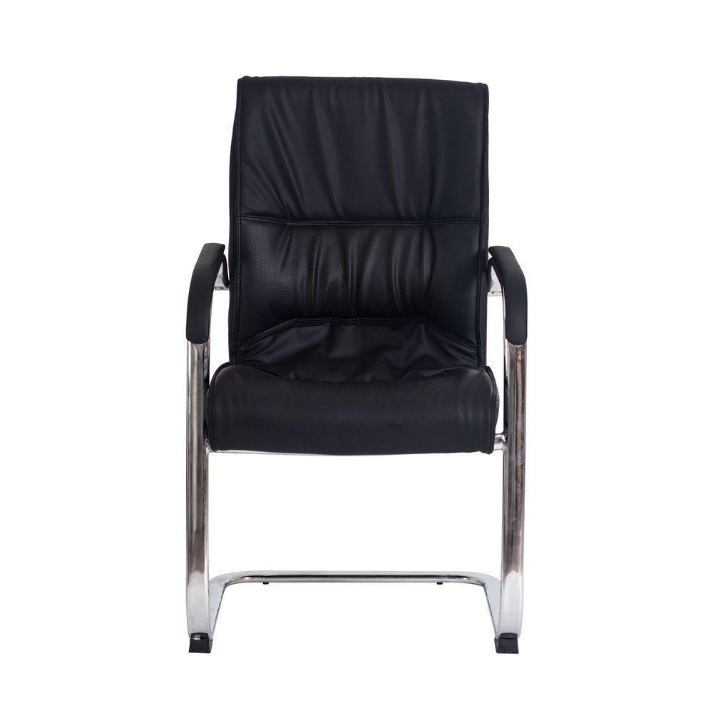 Cadeira Escritório Interlocutor Big Fixa Preta Base Cromada - 4