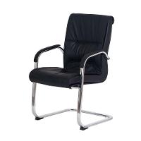 Cadeira Escritório Interlocutor Big Fixa Preta Base Cromada - 1