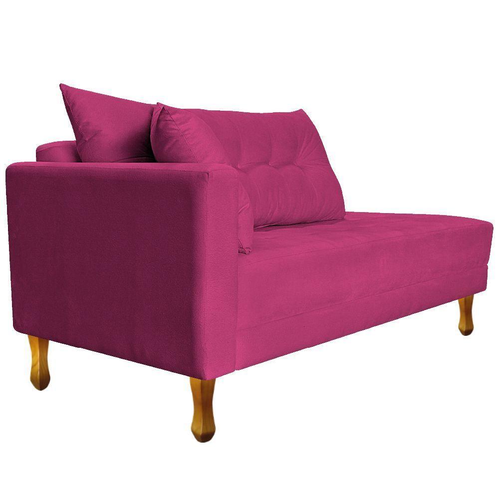 Recamier Azura 140cm Com Almofada Lado Direito Suede Cor Pink - 6