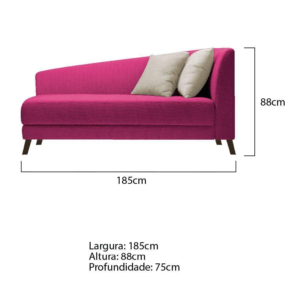 Recamier Heitor 185cm Com Almofada Lado Esquerdo Suede Cor Pink/bege - 5