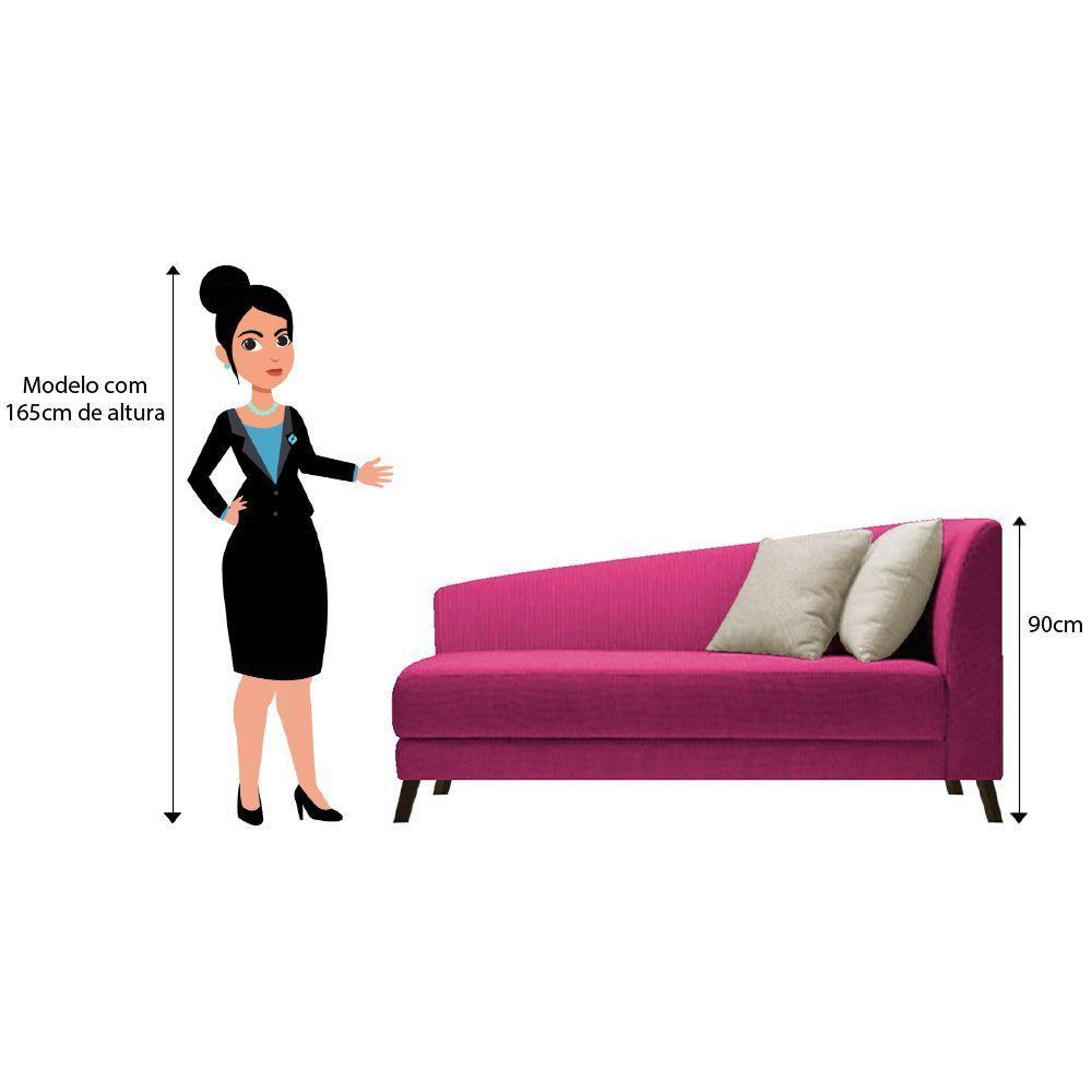 Recamier Heitor 140cm Com Almofada Lado Esquerdo Suede Cor Pink/bege - 4
