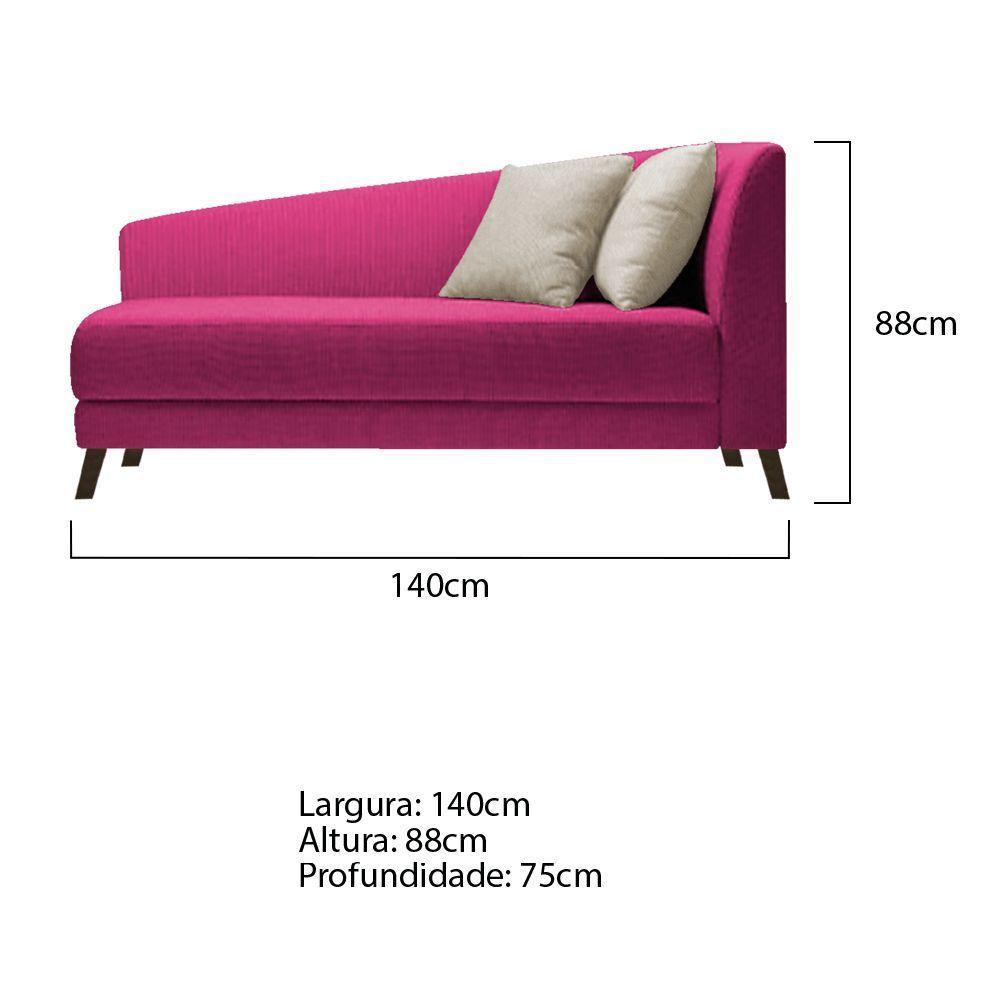 Recamier Heitor 140cm Com Almofada Lado Esquerdo Suede Cor Pink/bege - 5