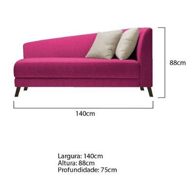 Recamier Heitor 140cm Com Almofada Lado Esquerdo Suede Cor Pink/bege