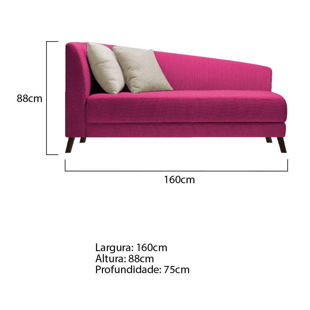 Recamier Heitor 160cm Com Almofada Lado Direito Suede Cor Pink/bege - 5