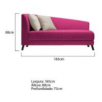Recamier Heitor 185cm Com Almofada Lado Direito Suede Cor Pink/bege - 5