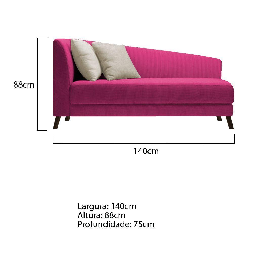 Recamier Heitor 140cm Com Almofada Lado Direito Suede Cor Pink/bege - 5