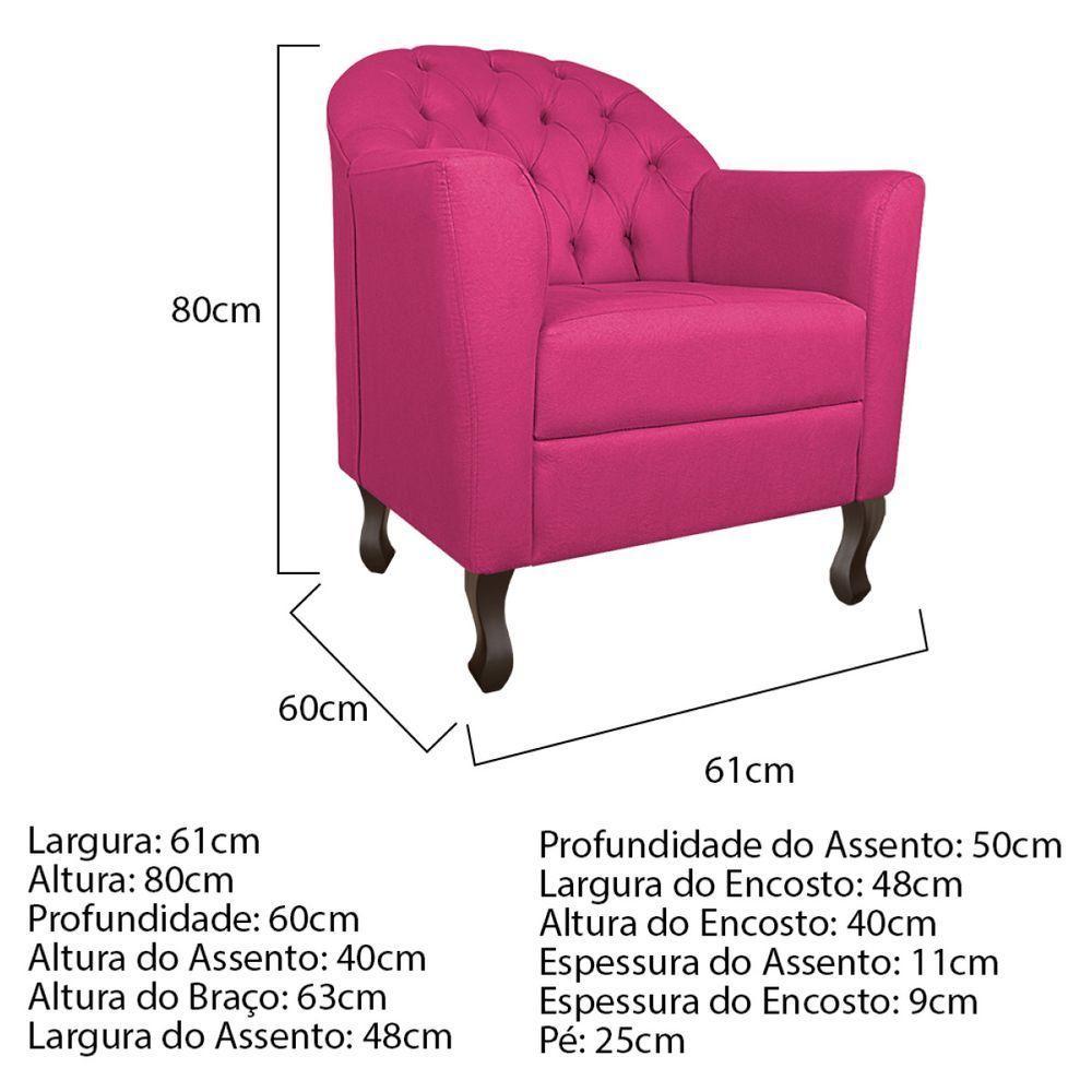 Kit Diva Recamier Diana 185Cm Lado Direito E 02 Poltronas Julia Suede - Amarena Móveis Pink - 4