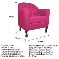 Kit Diva Recamier Diana 185Cm Lado Direito E 02 Poltronas Julia Suede - Doce Sonho Móveis Pink