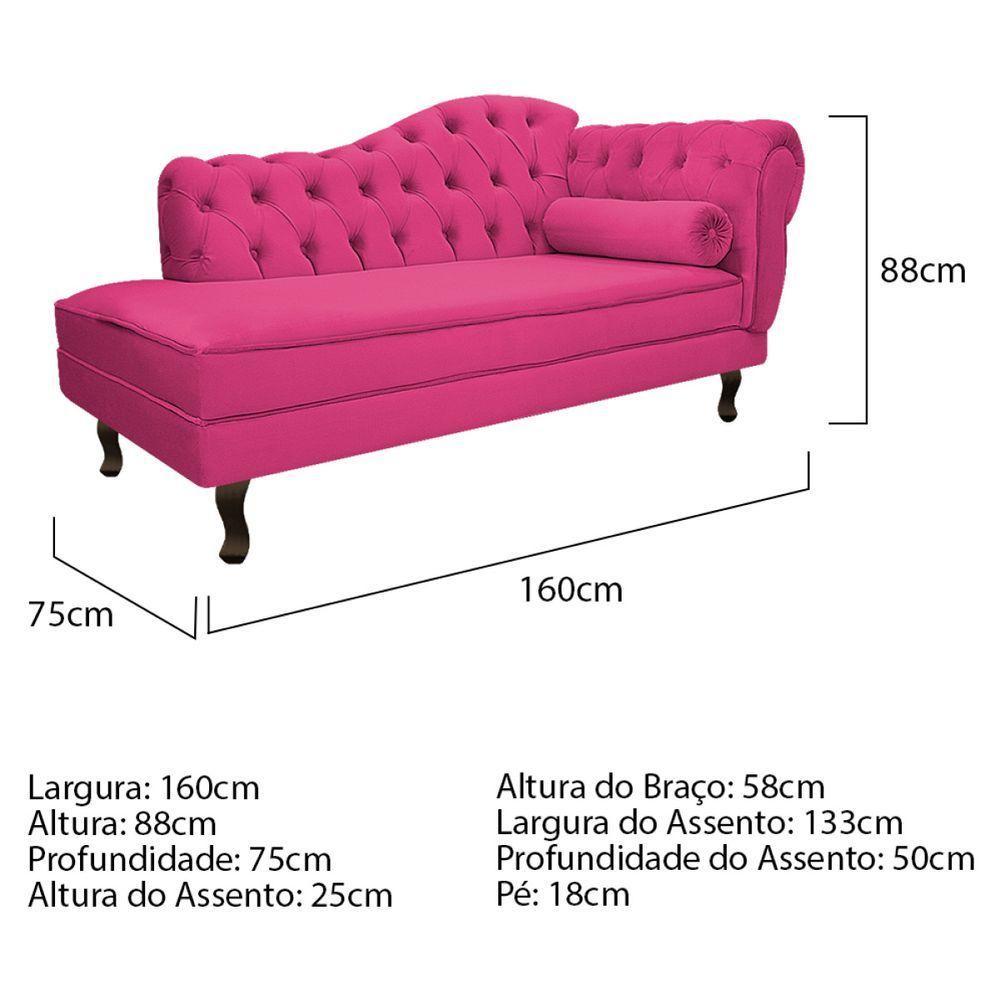 Kit Diva Recamier Diana 160Cm Lado Esquerdo E 02 Poltronas Julia Suede - Doce Sonho Móveis Pink - 3