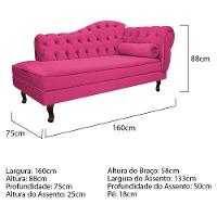 Kit Diva Recamier Diana 160Cm Lado Esquerdo E 02 Poltronas Julia Suede - Doce Sonho Móveis Pink - 3