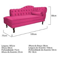 Kit Diva Recamier Diana 185Cm Lado Esquerdo E 02 Poltronas Julia Suede - Amarena Móveis Pink - 5