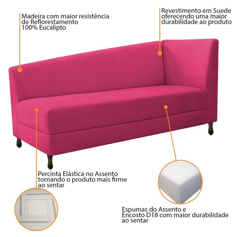 Kit Diva Recamier Heitor 160Cm Lado Esquerdo E 02 Poltronas Luiza Suede - Amarena Móveis Pink - 3