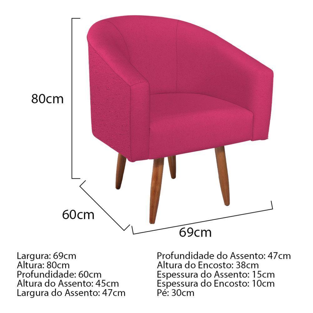 Kit Diva Recamier Heitor 160Cm Lado Esquerdo E 02 Poltronas Luiza Suede - Amarena Móveis Pink - 4
