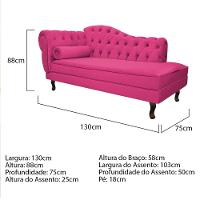 Kit Diva Recamier Diana 130Cm Lado Direito E 02 Poltronas Julia Suede - Amarena Móveis Pink - 3
