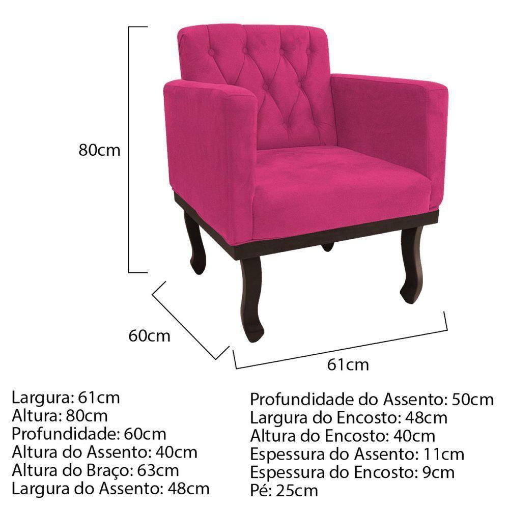 Kit Diva Recamier Diana 185Cm Lado Esquerdo E 01 Poltrona Classic Suede - Doce Sonho Móveis Pink - 4