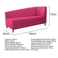 Kit Diva Recamier Heitor 160Cm Lado Esquerdo E 02 Poltronas Luiza Suede - Doce Sonho Móveis Pink - 5