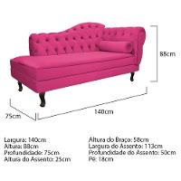 Kit Diva Recamier Diana 140Cm Lado Esquerdo E 02 Poltronas Julia Suede - Doce Sonho Móveis Pink - 3